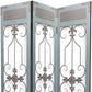 72" Blue Metal Folding Three Panel Screen Room Divider