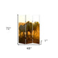 72" Brown and Black Canvas Folding Three Panel Screen Room Divider