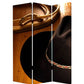 72" Brown and Black Canvas Folding Three Panel Screen Room Divider