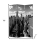 72" Gray Canvas Folding Three Panel Screen Room Divider