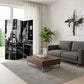 72" Gray Canvas Folding Three Panel Screen Room Divider