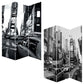 72" Gray Canvas Folding Three Panel Screen Room Divider