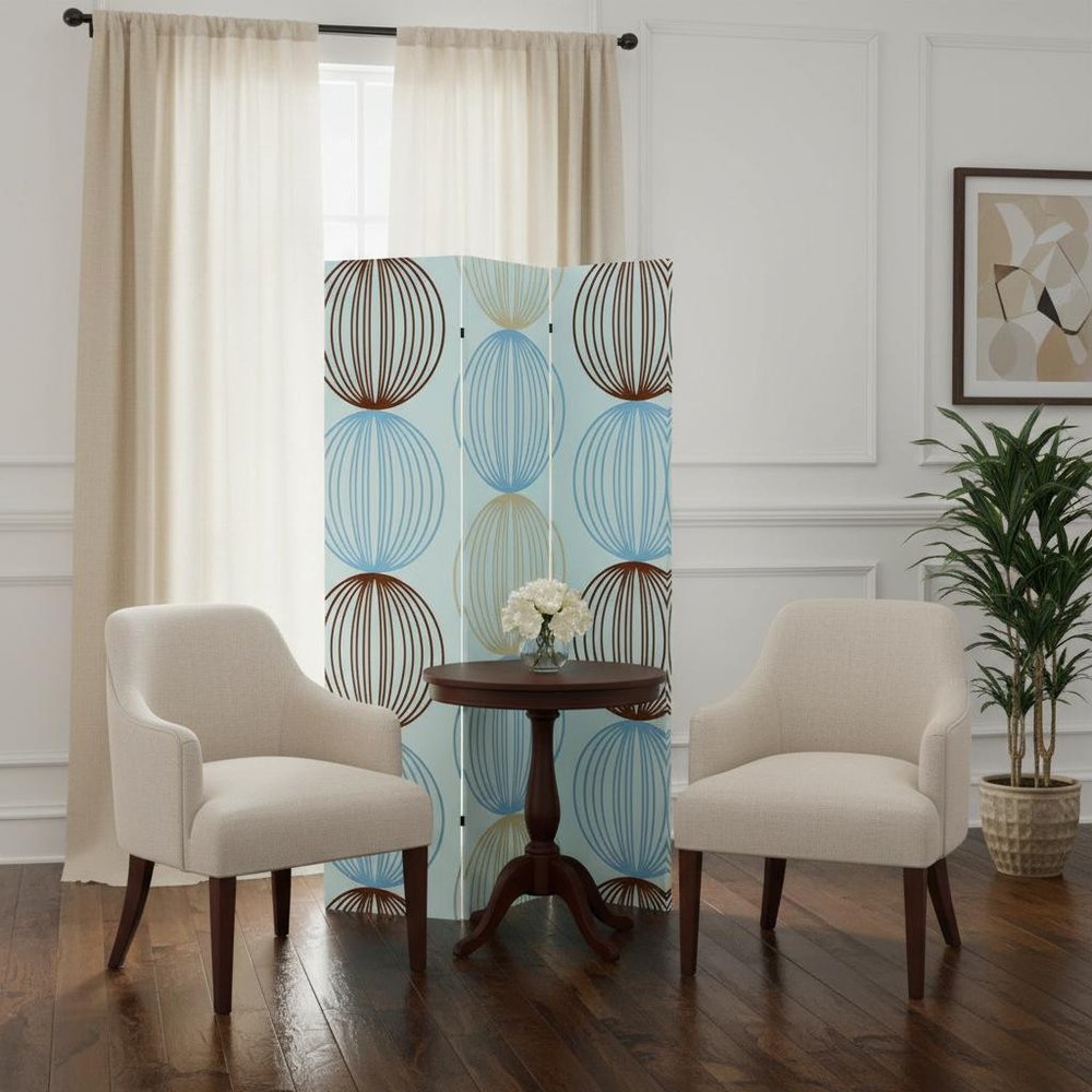 48 X 72 Multi Color Wood Canvas Sphere  Screen