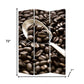 72" Brown Canvas Folding Three Panel Screen Room Divider