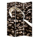 72" Brown Canvas Folding Three Panel Screen Room Divider