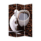 72" Brown Canvas Folding Three Panel Screen Room Divider