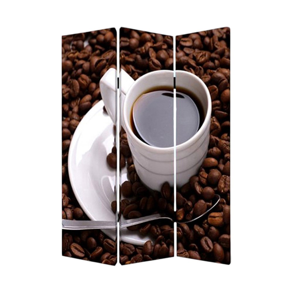 48" X 72" Multi Color Wood Canvas Coffee Time  Screen