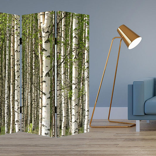 84" Green Canvas Folding Four Panel Screen Room Divider