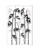 72" Black And White Canvas Folding Three Panel Screen Room Divider