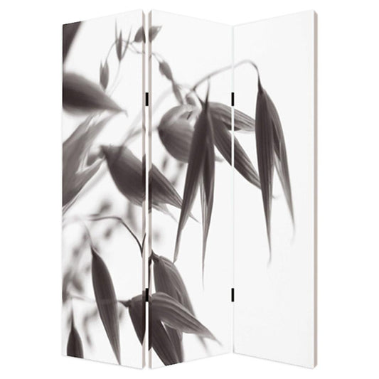 72" Gray Canvas Folding Three Panel Screen Room Divider