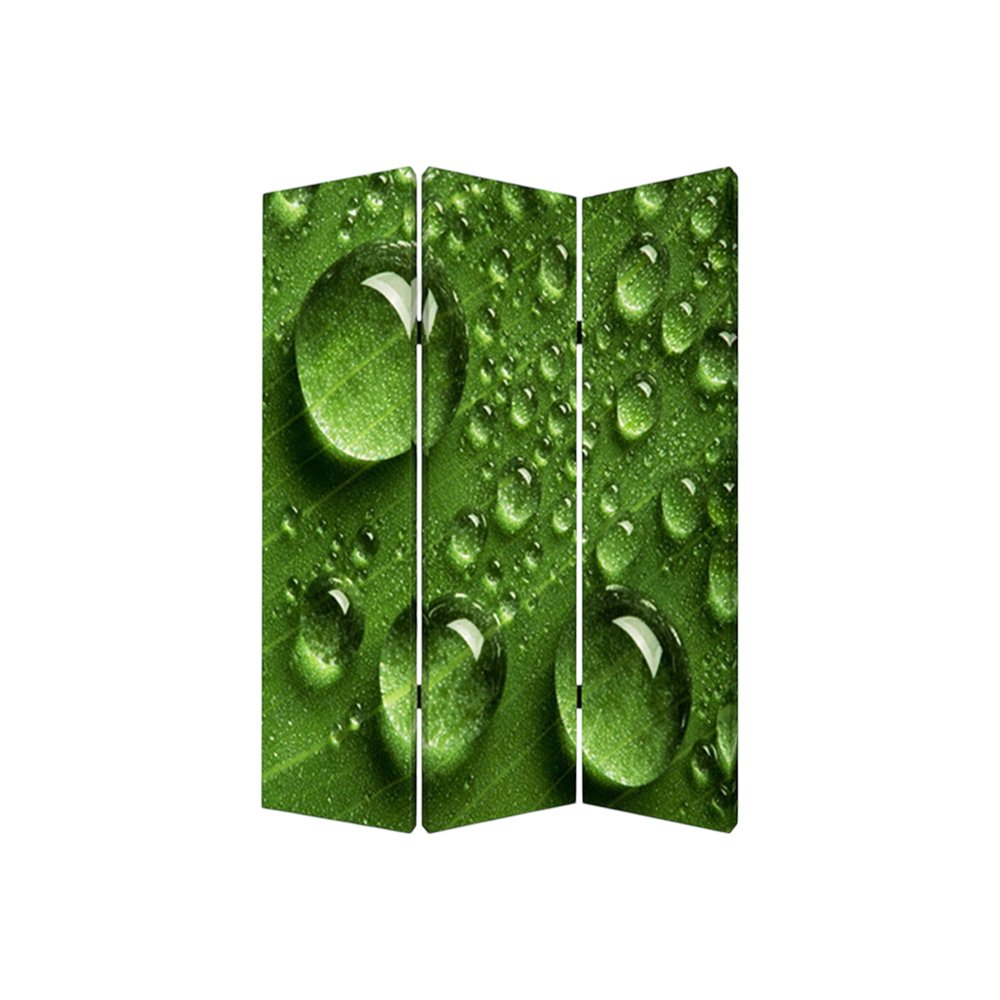72" Green Canvas Folding Three Panel Screen Room Divider