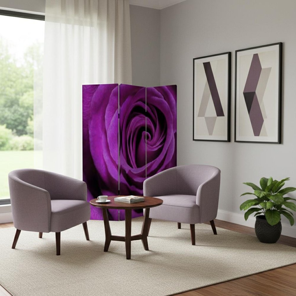 72" Pink Canvas Folding Three Panel Screen Room Divider