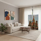 72" Red Blue And Ivory Canvas Folding Three Panel Screen Room Divider