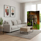 72" Green Canvas Folding Three Panel Screen Room Divider