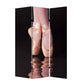 72" Black Canvas Folding Three Panel Screen Room Divider