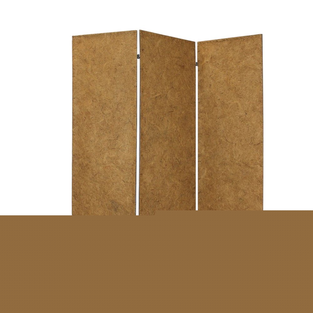 72" Brown Iron Folding Three Panel Screen Room Divider
