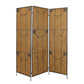 72" Brown Iron Folding Three Panel Screen Room Divider
