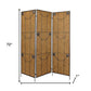 72" Brown Iron Folding Three Panel Screen Room Divider