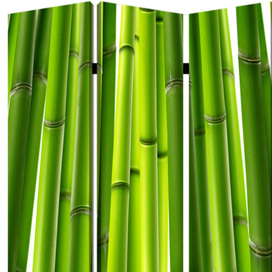 72" Green Canvas Folding Three Panel Screen Room Divider