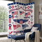 72" Blue and White Canvas Folding Three Panel Screen Room Divider