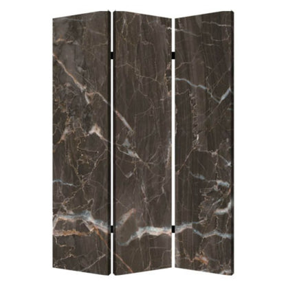 72" Gray Canvas Folding Three Panel Screen Room Divider