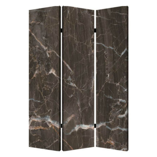 72" Gray Canvas Folding Three Panel Screen Room Divider