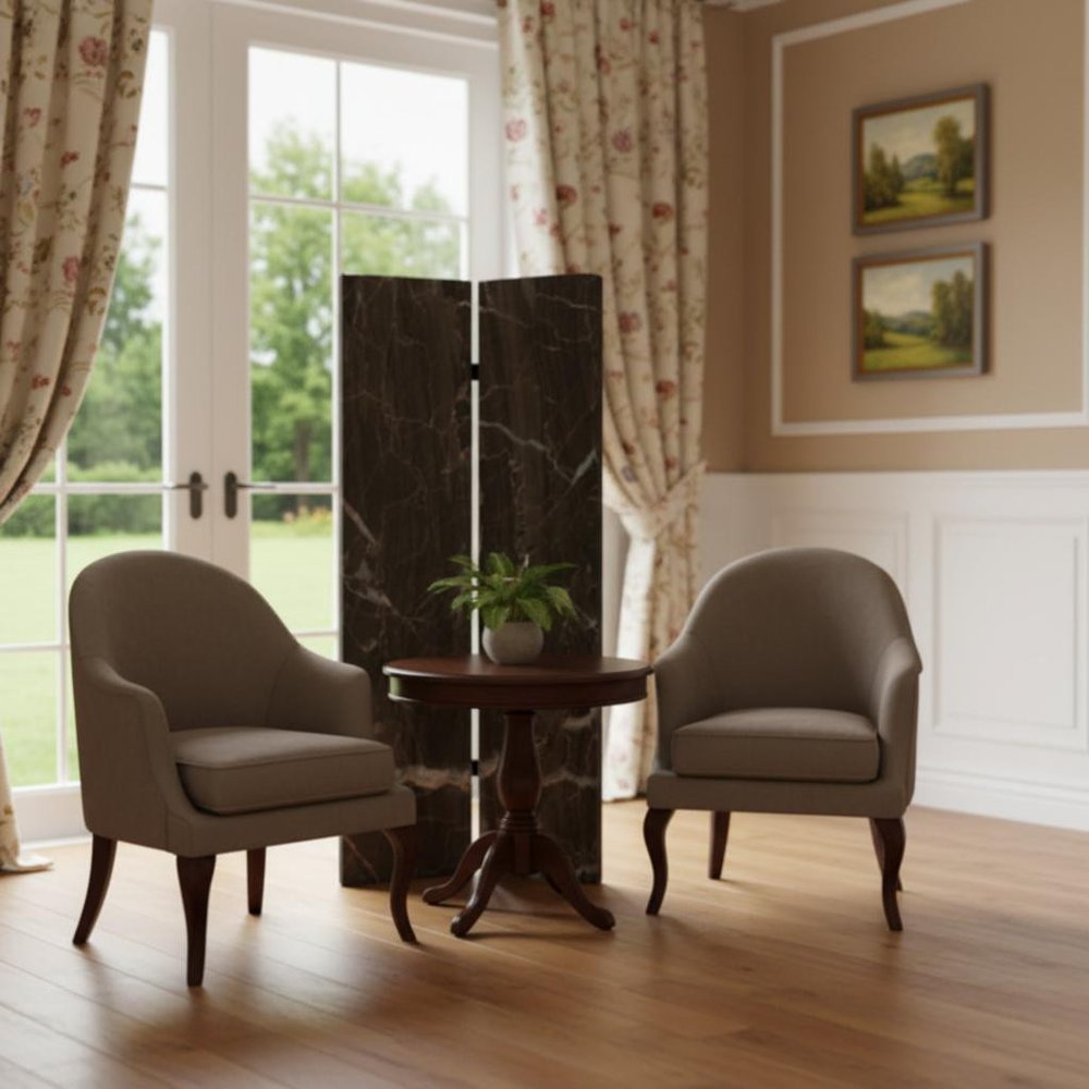 48" X 72" Multi Color Wood Canvas Black Marble  Screen