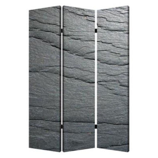 72" Gray Canvas Folding Three Panel Screen Room Divider