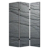 72" Gray Canvas Folding Three Panel Screen Room Divider