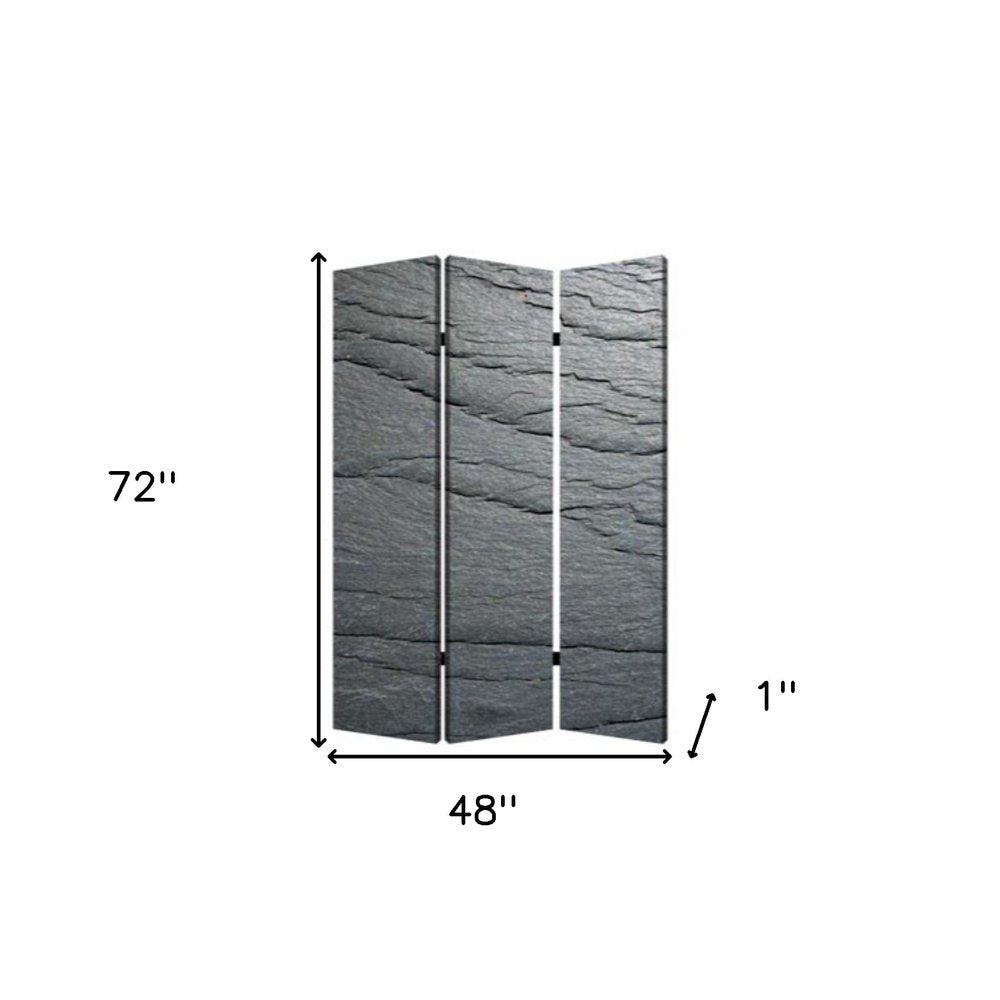 72" Gray Canvas Folding Three Panel Screen Room Divider