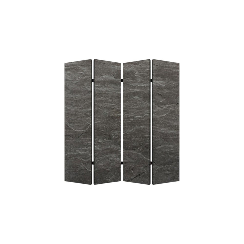 84" Gray Canvas Folding Four Panel Screen Room Divider
