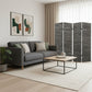84" Gray Canvas Folding Four Panel Screen Room Divider