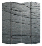 84" Gray Canvas Folding Four Panel Screen Room Divider