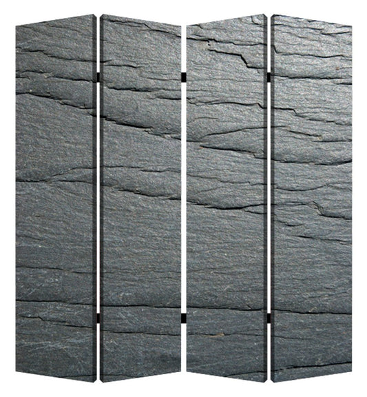 84" Gray Canvas Folding Four Panel Screen Room Divider