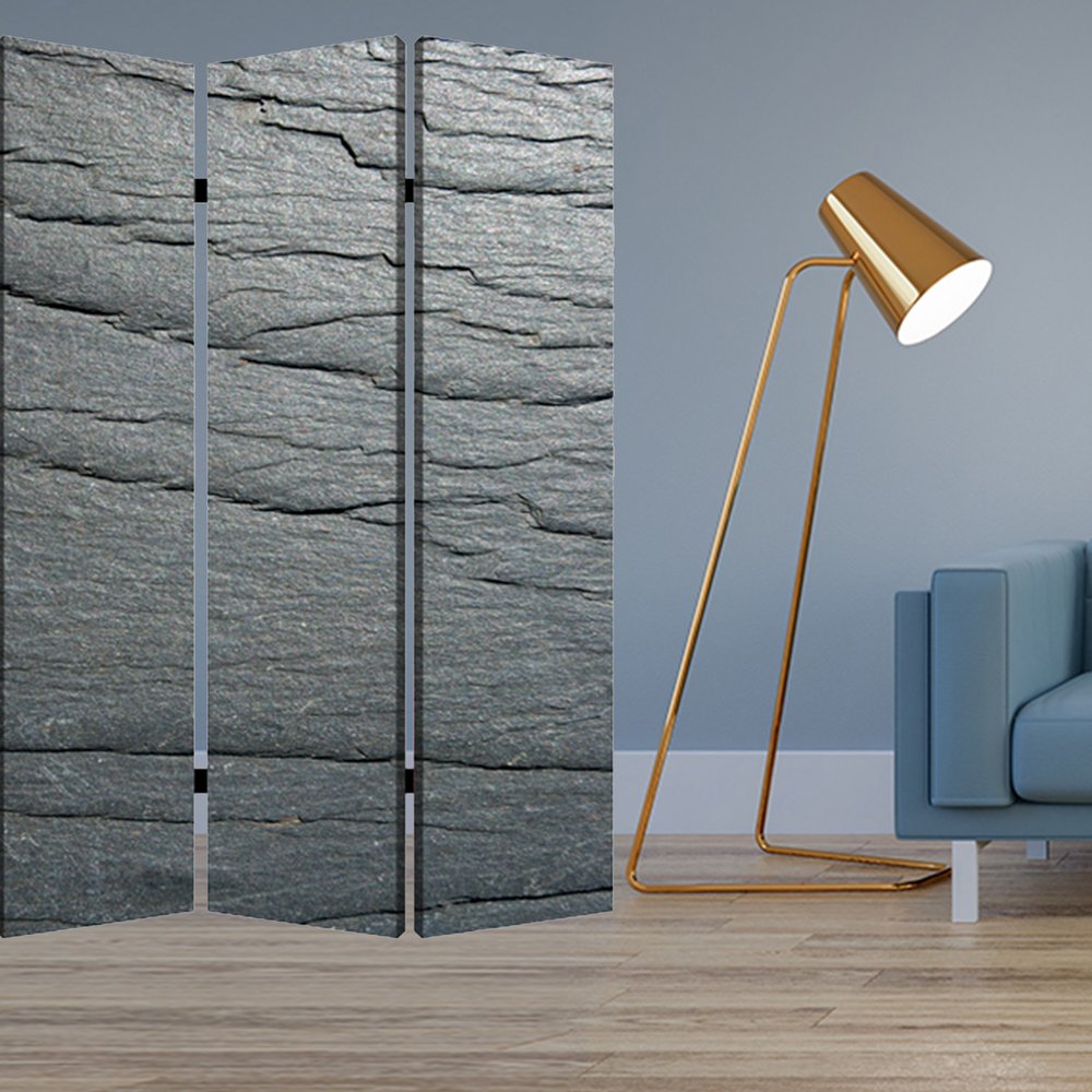 84" Gray Canvas Folding Four Panel Screen Room Divider