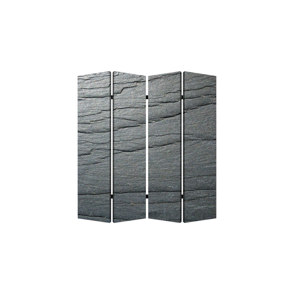 84" Gray Canvas Folding Four Panel Screen Room Divider