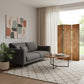 72" Brown Canvas Folding Three Panel Screen Room Divider
