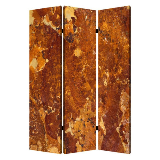 72" Brown Canvas Folding Three Panel Screen Room Divider
