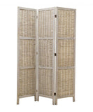 67" Beige Solid Wood Panel Screen Room Divider