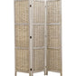 67" Beige Wood Folding Three Panel Screen Room Divider