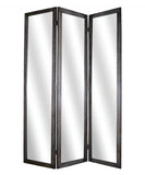 69" Gray Glass Folding Three Panel Screen Room Divider