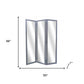 69" Gray Glass Folding Three Panel Screen Room Divider