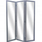 69" Black Wood and Mirrored Glass Folding Three Panel Screen Room Divider