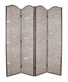84" Tan Fabric Folding Four Panel Screen Room Divider