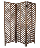 72" Brown Wood Folding Three Panel Screen Room Divider