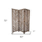 72" Brown Wood Folding Three Panel Screen Room Divider