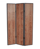 71" Brown Wood Folding Three Panel Screen Room Divider