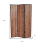 71" Brown Wood Folding Three Panel Screen Room Divider