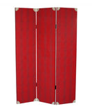 71" Red Wood Folding Three Panel Screen Room Divider
