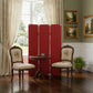 71" Red Wood Folding Three Panel Screen Room Divider